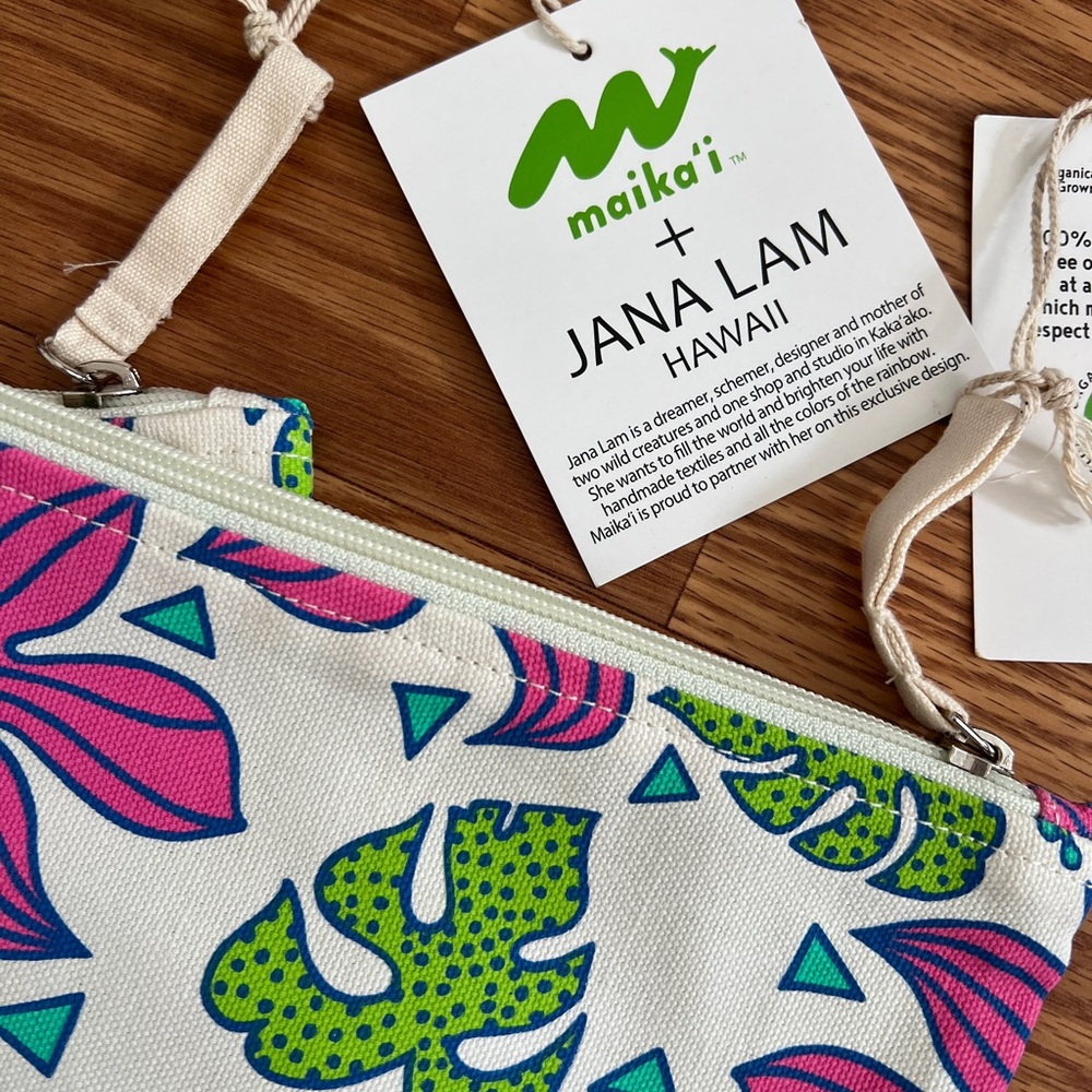 NWT Jana Lam x Foodland Canvas floral tote bag and pouch - Picture 3 of 4